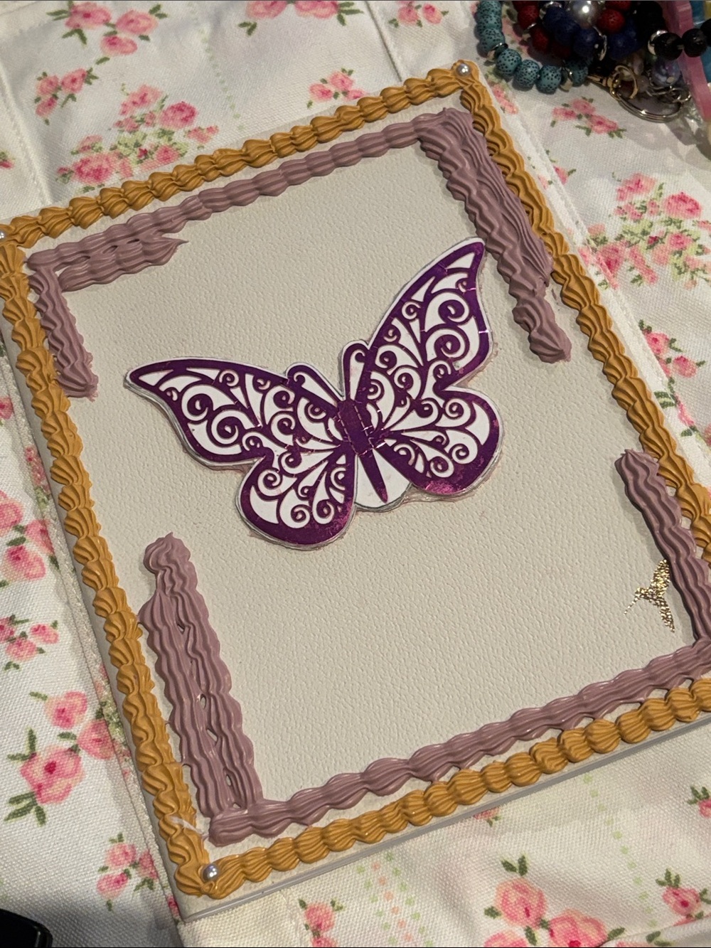 Pink Butterfly Decoden Journal (handmade)